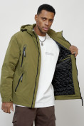 Купить Куртка молодежная мужская весенняя с капюшоном цвета хаки 7312Kh, фото 9