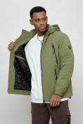 Купить Куртка молодежная мужская весенняя с капюшоном зеленого цвета 7312Z, фото 9