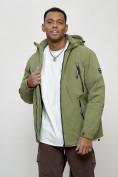 Купить Куртка молодежная мужская весенняя с капюшоном зеленого цвета 7312Z, фото 11