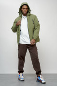 Купить Куртка молодежная мужская весенняя с капюшоном зеленого цвета 7312Z, фото 14