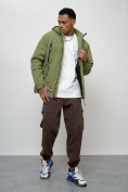 Купить Куртка молодежная мужская весенняя с капюшоном зеленого цвета 7312Z, фото 16