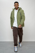 Купить Куртка молодежная мужская весенняя с капюшоном зеленого цвета 7312Z, фото 17