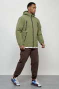 Купить Куртка молодежная мужская весенняя с капюшоном зеленого цвета 7312Z, фото 3