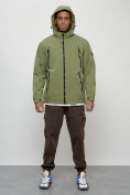 Купить Куртка молодежная мужская весенняя с капюшоном зеленого цвета 7312Z, фото 5