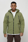 Купить Куртка молодежная мужская весенняя с капюшоном зеленого цвета 7312Z, фото 6