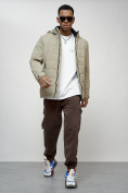 Купить Куртка молодежная мужская весенняя с капюшоном бежевого цвета 7317B, фото 13