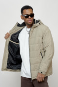 Купить Куртка молодежная мужская весенняя с капюшоном бежевого цвета 7317B, фото 14