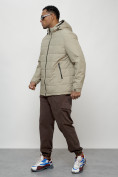 Купить Куртка молодежная мужская весенняя с капюшоном бежевого цвета 7317B, фото 2