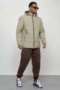 Купить Куртка молодежная мужская весенняя с капюшоном бежевого цвета 7317B, фото 3