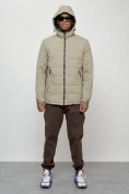 Купить Куртка молодежная мужская весенняя с капюшоном бежевого цвета 7317B, фото 5