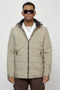 Купить Куртка молодежная мужская весенняя с капюшоном бежевого цвета 7317B, фото 7