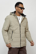 Купить Куртка молодежная мужская весенняя с капюшоном бежевого цвета 7317B, фото 9