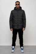 Купить Куртка молодежная мужская весенняя с капюшоном черного цвета 7317Ch, фото 10