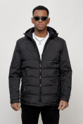 Купить Куртка молодежная мужская весенняя с капюшоном черного цвета 7317Ch, фото 2