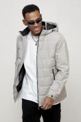 Купить Куртка молодежная мужская весенняя с капюшоном светло-серого цвета 7317SS, фото 10