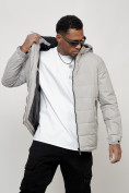 Купить Куртка молодежная мужская весенняя с капюшоном светло-серого цвета 7317SS, фото 12
