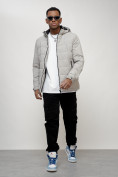 Купить Куртка молодежная мужская весенняя с капюшоном светло-серого цвета 7317SS, фото 15