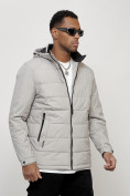 Купить Куртка молодежная мужская весенняя с капюшоном светло-серого цвета 7317SS, фото 7