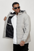 Купить Куртка молодежная мужская весенняя с капюшоном светло-серого цвета 7317SS, фото 8