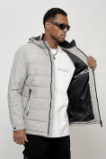 Купить Куртка молодежная мужская весенняя с капюшоном светло-серого цвета 7317SS, фото 9