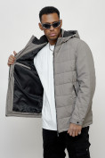 Купить Куртка молодежная мужская весенняя с капюшоном серого цвета 7317Sr, фото 15