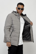 Купить Куртка молодежная мужская весенняя с капюшоном серого цвета 7317Sr, фото 16