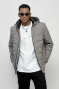 Купить Куртка молодежная мужская весенняя с капюшоном серого цвета 7317Sr, фото 4