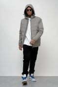Купить Куртка молодежная мужская весенняя с капюшоном серого цвета 7317Sr, фото 8