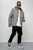 Купить Куртка молодежная мужская весенняя с капюшоном серого цвета 7317Sr, фото 9