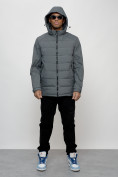 Купить Куртка молодежная мужская весенняя с капюшоном темно-серого цвета 7317TC, фото 12