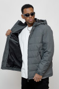Купить Куртка молодежная мужская весенняя с капюшоном темно-серого цвета 7317TC, фото 13