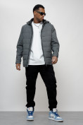 Купить Куртка молодежная мужская весенняя с капюшоном темно-серого цвета 7317TC, фото 2