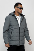 Купить Куртка молодежная мужская весенняя с капюшоном темно-серого цвета 7317TC, фото 6