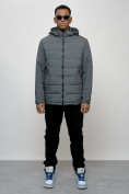 Купить Куртка молодежная мужская весенняя с капюшоном темно-серого цвета 7317TC, фото 8