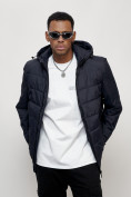 Купить Куртка молодежная мужская весенняя с капюшоном темно-синего цвета 7317TS, фото 11