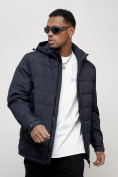 Купить Куртка молодежная мужская весенняя с капюшоном темно-синего цвета 7317TS, фото 12