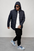Купить Куртка молодежная мужская весенняя с капюшоном темно-синего цвета 7317TS, фото 15