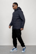 Купить Куртка молодежная мужская весенняя с капюшоном темно-синего цвета 7317TS, фото 2