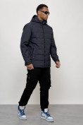 Купить Куртка молодежная мужская весенняя с капюшоном темно-синего цвета 7317TS, фото 3
