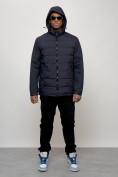Купить Куртка молодежная мужская весенняя с капюшоном темно-синего цвета 7317TS, фото 5