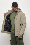 Купить Куртка молодежная мужская весенняя с капюшоном бежевого цвета 7322B, фото 10