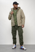 Купить Куртка молодежная мужская весенняя с капюшоном бежевого цвета 7322B, фото 12