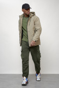 Купить Куртка молодежная мужская весенняя с капюшоном бежевого цвета 7322B, фото 13