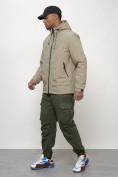 Купить Куртка молодежная мужская весенняя с капюшоном бежевого цвета 7322B, фото 2