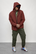Купить Куртка молодежная мужская весенняя с капюшоном бордового цвета 7322Bo, фото 10