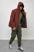 Купить Куртка молодежная мужская весенняя с капюшоном бордового цвета 7322Bo, фото 11