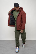 Купить Куртка молодежная мужская весенняя с капюшоном бордового цвета 7322Bo, фото 12