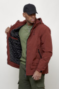 Купить Куртка молодежная мужская весенняя с капюшоном бордового цвета 7322Bo, фото 14