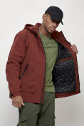 Купить Куртка молодежная мужская весенняя с капюшоном бордового цвета 7322Bo, фото 15
