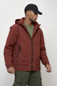 Купить Куртка молодежная мужская весенняя с капюшоном бордового цвета 7322Bo, фото 3